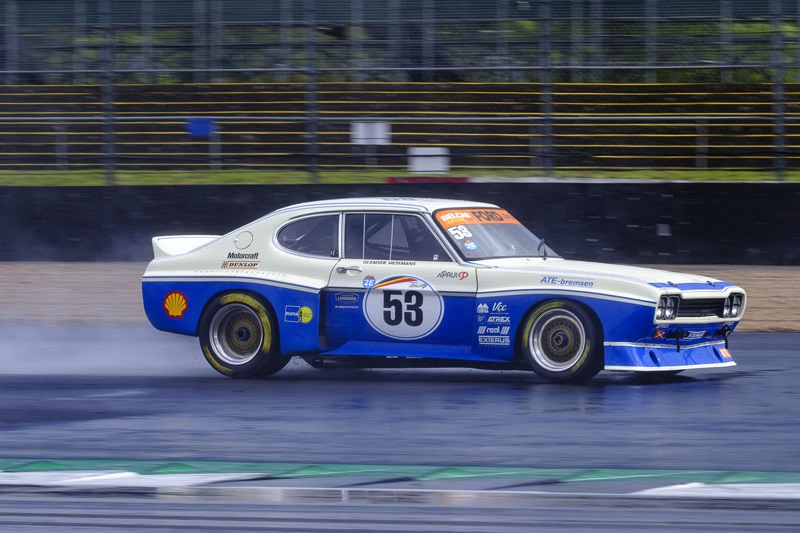 Dutchman Wim Kuijl secured first place in the MRL Historic Touring Car Challenge in this 1975 Ford Capri