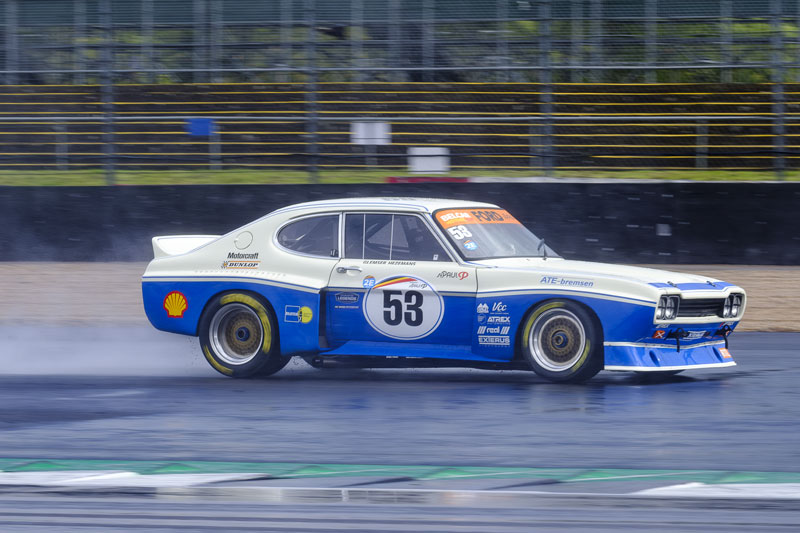 Dutchman Wim Kuijl secured first place in the MRL Historic Touring Car Challenge in this 1975 Ford Capri