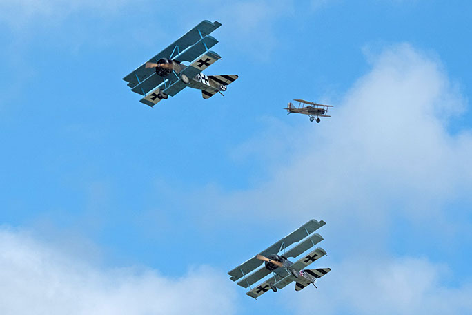 Great War Display Team WW1 dog fight re-enactments at Flywheel, Bicester Heritage