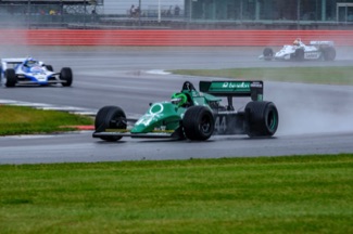 F1 cars in the rain at Silverstone